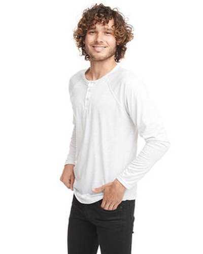 Next Level Apparel 6072 Men&#39;s Triblend Long-Sleeve Henley - Heather White - HIT a Double