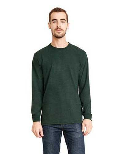 Next Level Apparel 6411 Unisex Sueded Long-Sleeve Crew - Heather Forest Green - HIT a Double