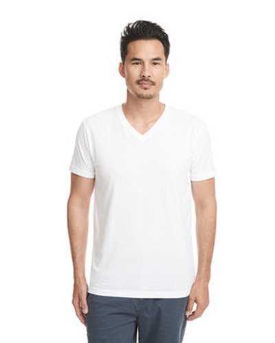 Next Level Apparel 6440 Men&#39;s Sueded V-Neck T-Shirt - White - HIT a Double