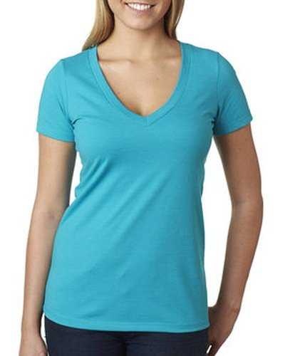 Next Level Apparel 6640 Ladies' CVC Deep V-Neck T-Shirt - Bondi Blue - HIT a Double
