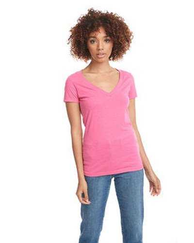 Next Level Apparel 6640 Ladies' CVC Deep V-Neck T-Shirt - Hot Pink - HIT a Double