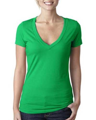 Next Level Apparel 6640 Ladies' CVC Deep V-Neck T-Shirt - Kelly Green - HIT a Double