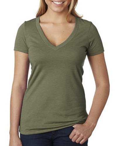 Next Level Apparel 6640 Ladies&#39; CVC Deep V-Neck T-Shirt - Military Green - HIT a Double