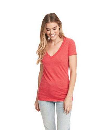 Next Level Apparel 6640 Ladies&#39; CVC Deep V-Neck T-Shirt - Red - HIT a Double