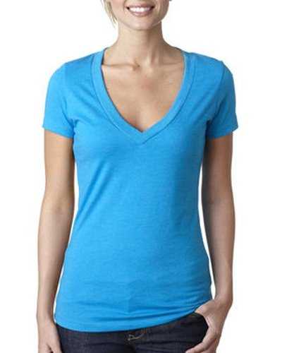 Next Level Apparel 6640 Ladies&#39; CVC Deep V-Neck T-Shirt - Turquoise - HIT a Double