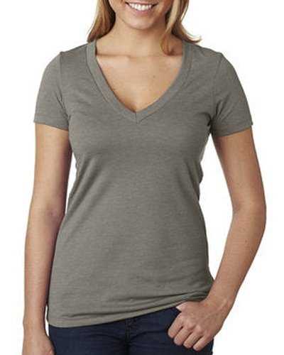 Next Level Apparel 6640 Ladies&#39; CVC Deep V-Neck T-Shirt - Warm Gray - HIT a Double
