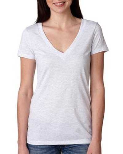 Next Level Apparel 6740 Ladies&#39; Triblend Deep V - Heather White - HIT a Double