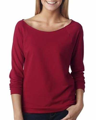 Next Level Apparel 6951 Ladies' French Terry 3/4 Sleeve Raglan - Cardinal - HIT a Double
