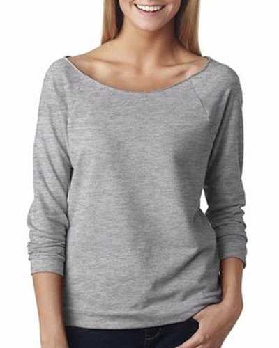 Next Level Apparel 6951 Ladies&#39; French Terry 3/4 Sleeve Raglan - Heather Gray - HIT a Double