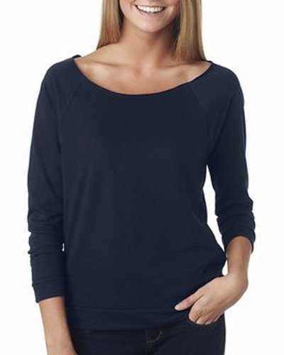 Next Level Apparel 6951 Ladies&#39; French Terry 3/4 Sleeve Raglan - Midnight Navy - HIT a Double