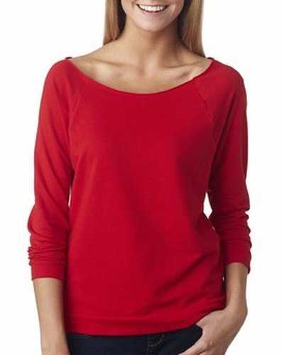Next Level Apparel 6951 Ladies' French Terry 3/4 Sleeve Raglan - Red - HIT a Double
