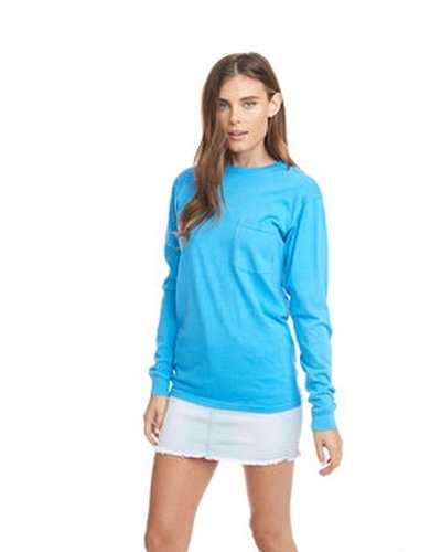 Next Level Apparel 7451 Adult Inspired Dye Long-Sleeve Crew with Pocket - Ocean - HIT a Double