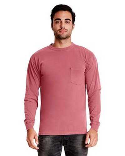 Next Level Apparel 7451 Adult Inspired Dye Long-Sleeve Crew with Pocket - Smoked Paprika - HIT a Double