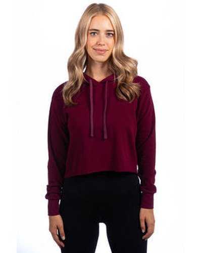 Next Level Apparel 9384 Ladies&#39; Cropped Pullover Hooded Sweatshirt - Maroon - HIT a Double