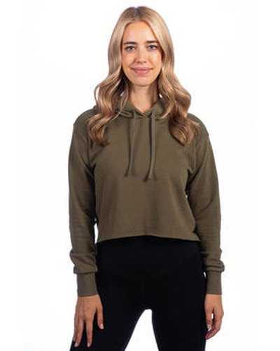 Next Level Apparel 9384 Ladies&#39; Cropped Pullover Hooded Sweatshirt - Military Green - HIT a Double