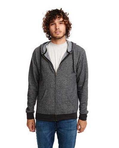 Next Level Apparel 9600 Adult Pacifica Denim Fleece Full-Zip Hooded Sweatshirt - Black - HIT a Double