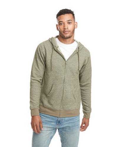 Next Level Apparel 9600 Adult Pacifica Denim Fleece Full-Zip Hooded Sweatshirt - Military Green - HIT a Double