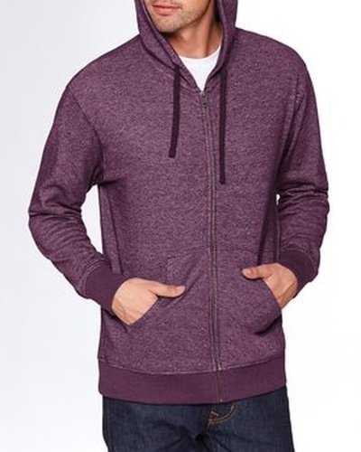Next Level Apparel 9600 Adult Pacifica Denim Fleece Full-Zip Hooded Sweatshirt - Plum - HIT a Double