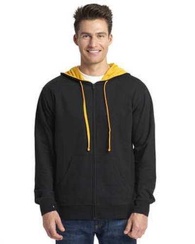 Next Level Apparel 9601 Adult Laguna French Terry Full-Zip Hooded Sweatshirt - Black Gold - HIT a Double