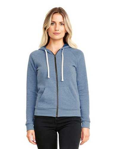 Next Level Apparel 9603 Ladies&#39; Malibu Raglan Full-Zip Hooded Sweatshirt - Heather Bay Blue - HIT a Double