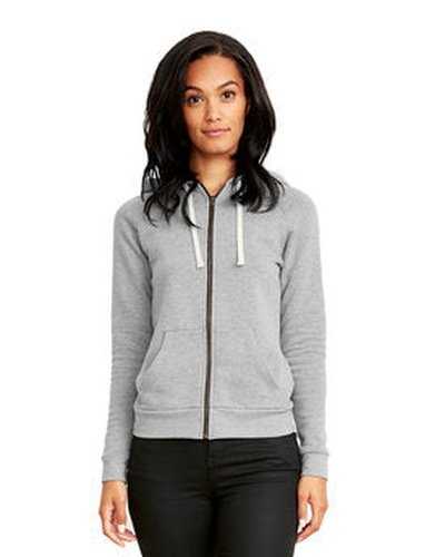 Next Level Apparel 9603 Ladies' Malibu Raglan Full-Zip Hooded Sweatshirt - Heather Gray - HIT a Double