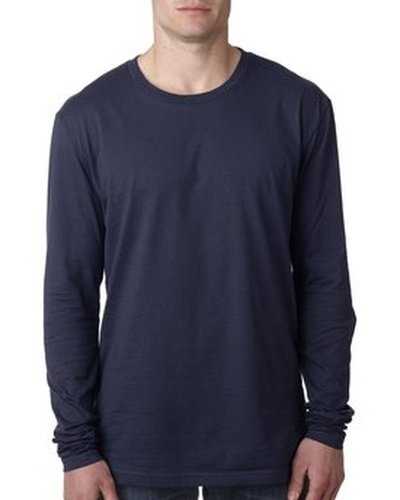 Next Level Apparel N3601 Men's Cotton Long-Sleeve Crew - Midnight Navy - HIT a Double