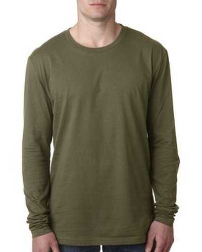 Next Level Apparel N3601 Men&#39;s Cotton Long-Sleeve Crew - Military Green - HIT a Double