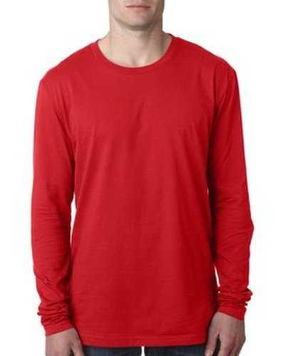 Next Level Apparel N3601 Men&#39;s Cotton Long-Sleeve Crew - Red - HIT a Double