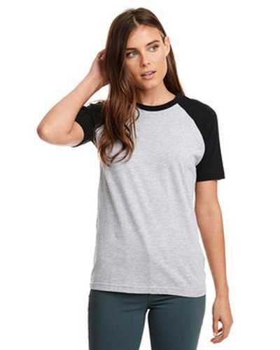 Next Level Apparel N3650 Unisex Raglan Short-Sleeve T-Shirt - Black Heather Gray - HIT a Double