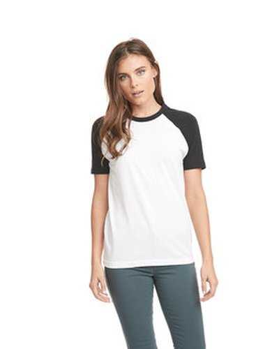 Next Level Apparel N3650 Unisex Raglan Short-Sleeve T-Shirt - Black White - HIT a Double