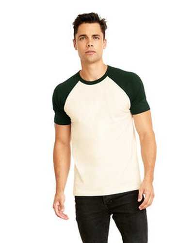 Next Level Apparel N3650 Unisex Raglan Short-Sleeve T-Shirt - Forest Green Naturl - HIT a Double