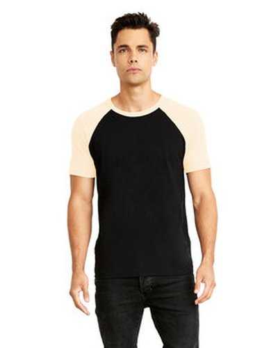 Next Level Apparel N3650 Unisex Raglan Short-Sleeve T-Shirt - Natural Black - HIT a Double