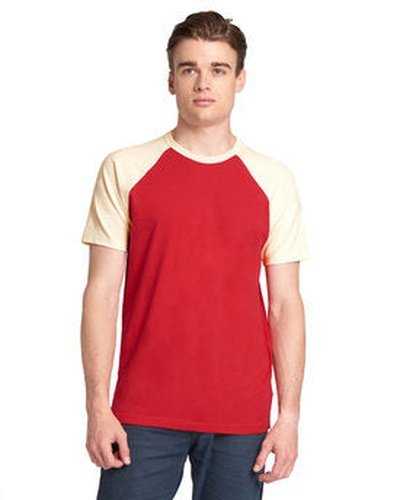 Next Level Apparel N3650 Unisex Raglan Short-Sleeve T-Shirt - Natural Red - HIT a Double