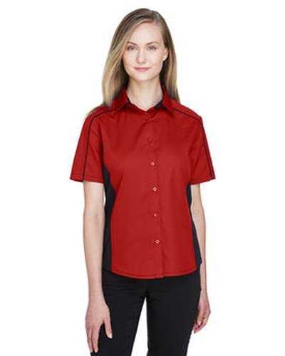 North End 77042 Ladies&#39; Fuse Colorblock Twill Shirt - Red Black - HIT a Double