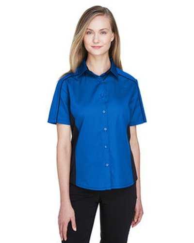 North End 77042 Ladies' Fuse Colorblock Twill Shirt - True Royal Black - HIT a Double