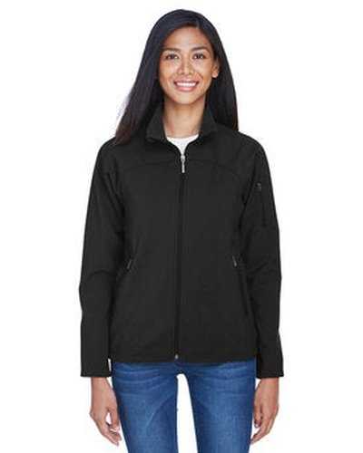 North End 78034 Ladies&#39; Three-Layer Fleece Bonded Performance Soft Shell Jacket - Black - HIT a Double