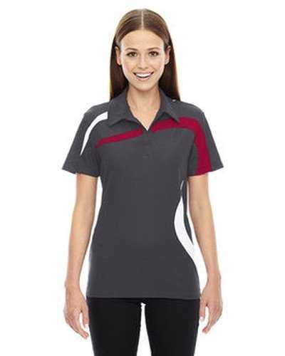 North End 78645 Ladies&#39; Impact Performance Polyester Pique Colorblock Polo - Black Silk - HIT a Double