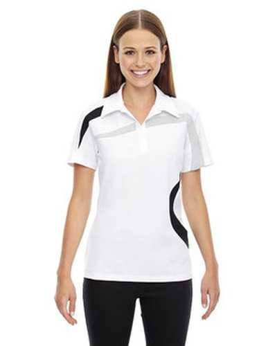 North End 78645 Ladies&#39; Impact Performance Polyester Pique Colorblock Polo - White - HIT a Double