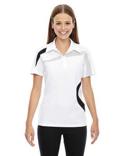 North End 78645 Ladies' Impact Performance Polyester Pique Colorblock Polo - White - HIT a Double