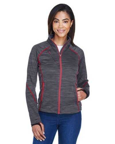 North End 78697 Ladies&#39; Flux Mlange Bonded Fleece Jacket - Carbon Oly Red - HIT a Double