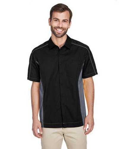 North End 87042T Men's Tall Fuse Colorblock Twill Shirt - Black Carbon - HIT a Double