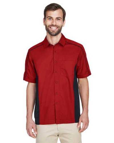 North End 87042T Men&#39;s Tall Fuse Colorblock Twill Shirt - Red Black - HIT a Double