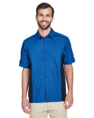 North End 87042T Men&#39;s Tall Fuse Colorblock Twill Shirt - True Royal Black - HIT a Double