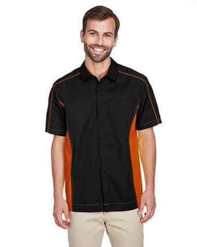North End 87042 Men's Fuse Colorblock Twill Shirt - Black Orange - HIT a Double