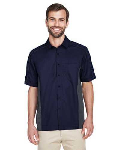 North End 87042 Men's Fuse Colorblock Twill Shirt - Navy Carbon - HIT a Double