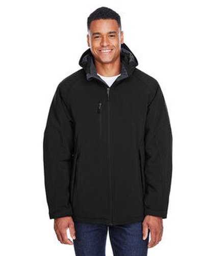 North End 88159 Men&#39;s Glacier Insulated Three-Layer Fleece Bonded Soft Shell Jacket with Detachable Hood - Black - HIT a Double
