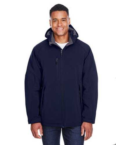 North End 88159 Men&#39;s Glacier Insulated Three-Layer Fleece Bonded Soft Shell Jacket with Detachable Hood - Navy - HIT a Double
