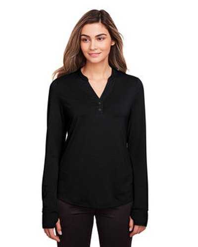 North End NE400W Ladies' Jaq Snap-Up Stretch Performance Pullover - Black - HIT a Double