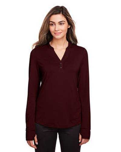 North End NE400W Ladies&#39; Jaq Snap-Up Stretch Performance Pullover - Burgundy - HIT a Double