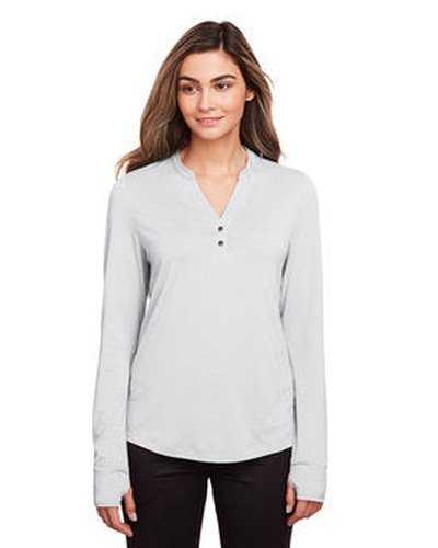 North End NE400W Ladies&#39; Jaq Snap-Up Stretch Performance Pullover - Platinum - HIT a Double